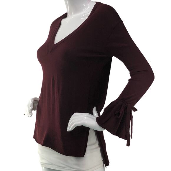 J Crew Womens Size XXS Sweater Merino Wool Bell Sleeve High Low Hem V Neck - Picture 4 of 16